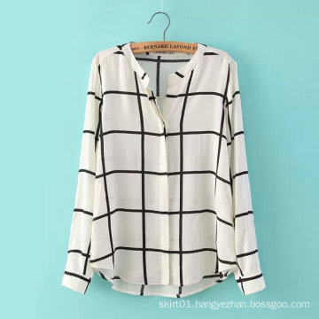 OEM Plus Size Long Sleeve Fat Women Stripe Blouse